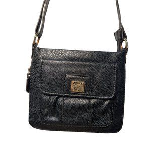Vintage Anne Klein Crossbody Bag Black Faux Leather Handbag Sustainable Gift